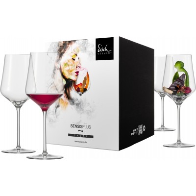 Eisch SKY SENSISPLUS 4 db vörösboros pohár díszdobozban 4,9dl 239 mm