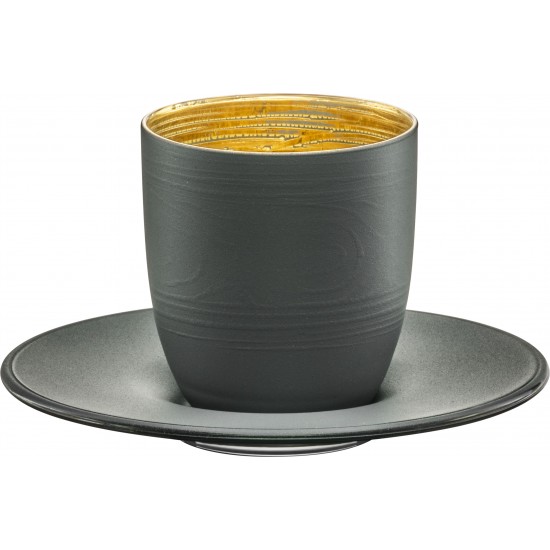 Eisch COSMO COLLECT eszpresszócsésze és csészealj szürke-arany 1dl 65 mm