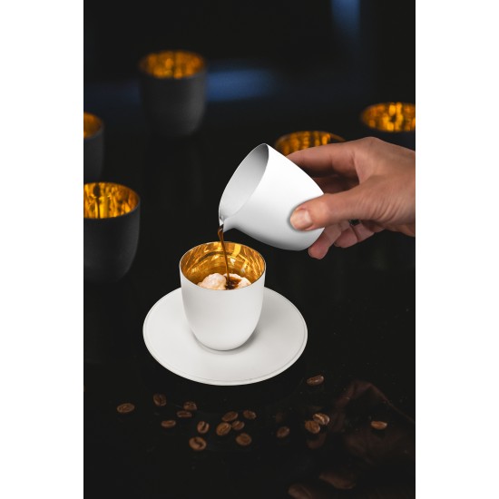 Eisch COSMO PURE WHITE Affogato al oro kávéscsésze kiöntővel díszhengerben 1dl 65 mm