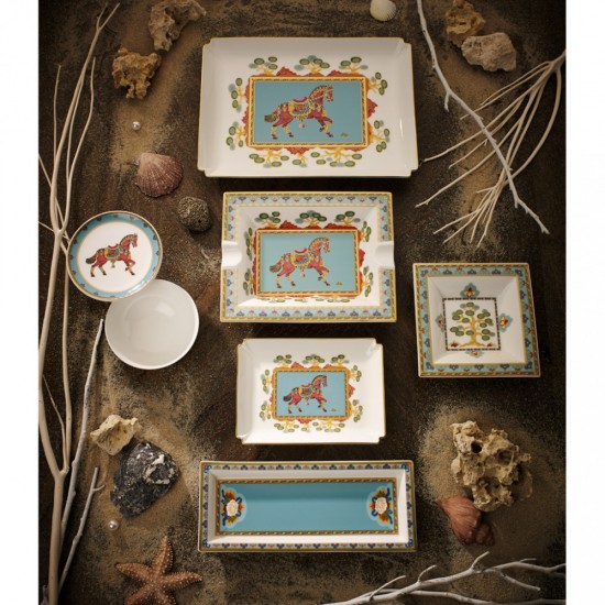 Samarkand Aquamarine Gifts dekoratív dísztányér téglalap 28x21cm
