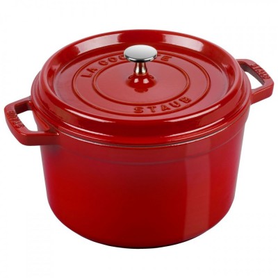 Staub öntöttvas edény| piros | kerek | mély 24 cm | 4,7l