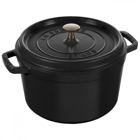 Staub öntöttvas edény | fekete | kerek | mély 24 cm