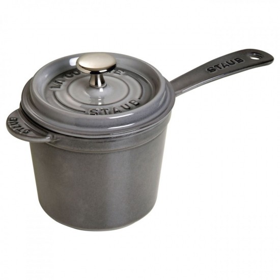 Staub öntöttvas mártásos edény | szürke | kerek | 14 cm | 1,2l