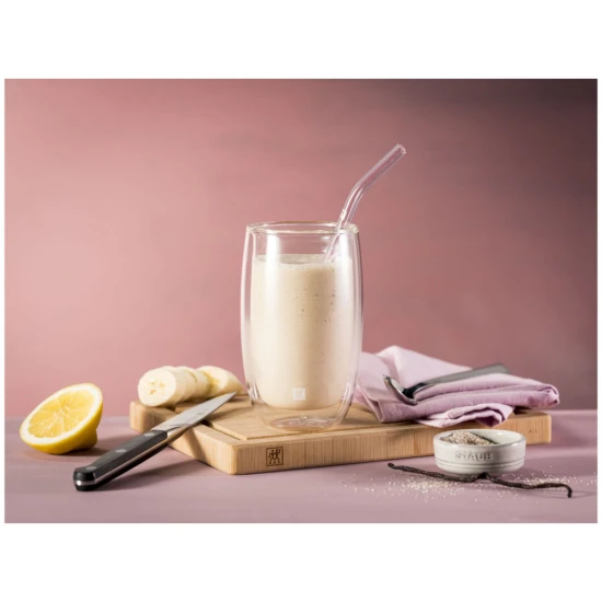 ZWILLING Sorrento | 4 darab üveg szívószál szett átlátszó íves