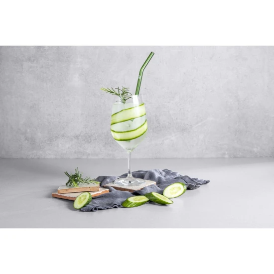 ZWILLING Sorrento | 4 darab üveg szívószál szett piros íves