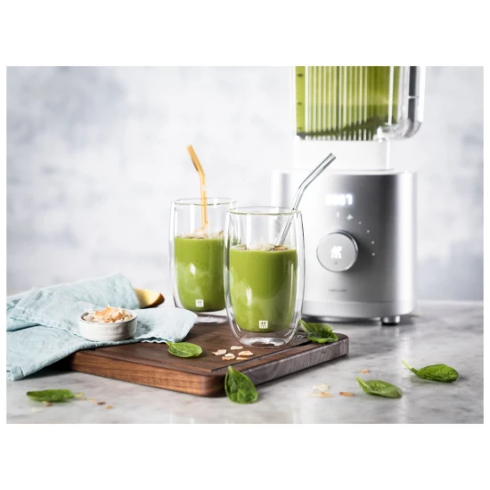 ZWILLING Sorrento | 4 darab üveg szívószál szett piros íves