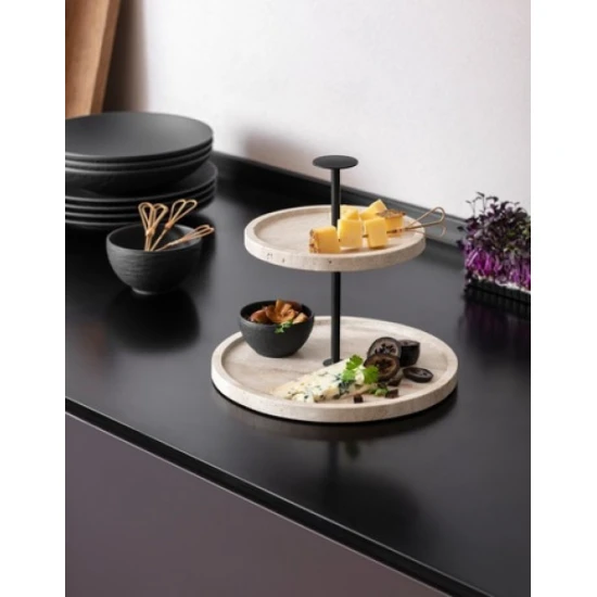 Manufacture Travertine emeletes kínáló 24,5x22,5 cm