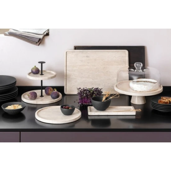 Manufacture Travertine emeletes kínáló 24,5x22,5 cm