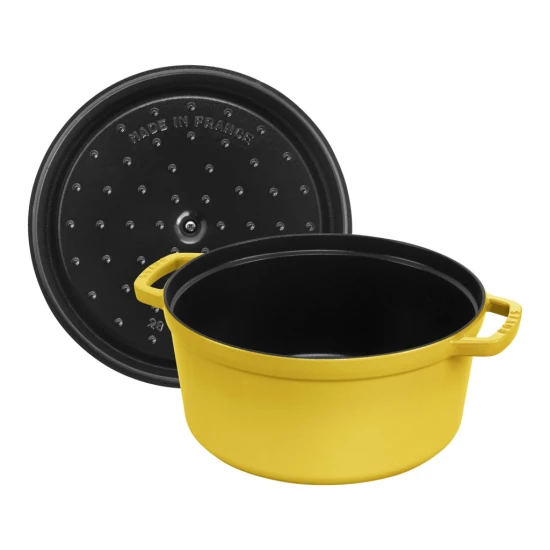 Staub La Cocotte | Cocotte öntöttvas főzőedény 28 cm | citromsárga | kerek | öntöttvas