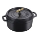 Staub La Cocotte | Cocotte öntöttvas főzőedény T alakú fogantyúval 24 cm | fekete | kerek | öntöttvas