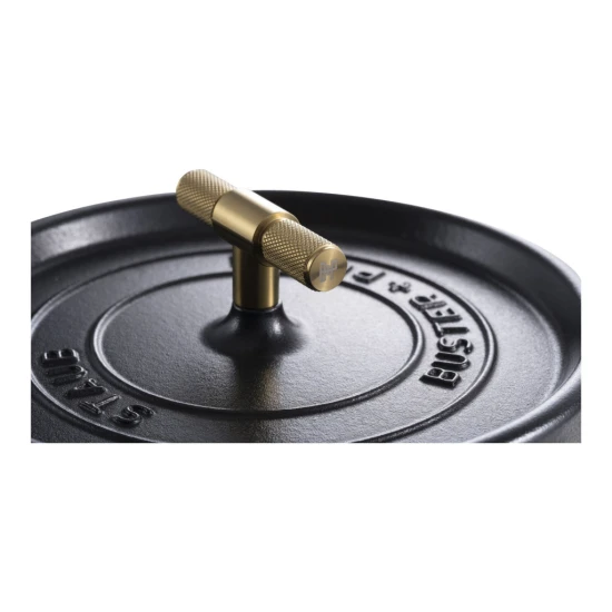 Staub La Cocotte | Cocotte öntöttvas főzőedény T alakú fogantyúval 24 cm | fekete | kerek | öntöttvas