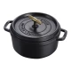Staub La Cocotte | Cocotte öntöttvas főzőedény T alakú fogantyúval 24 cm | fekete | kerek | öntöttvas