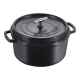Staub La Cocotte | Cocotte öntöttvas főzőedény T alakú fogantyúval 28 cm | fekete | kerek | öntöttvas