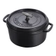 Staub La Cocotte | Cocotte öntöttvas főzőedény T alakú fogantyúval 28 cm | fekete | kerek | öntöttvas