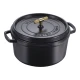 Staub La Cocotte | Cocotte öntöttvas főzőedény T alakú fogantyúval 28 cm | fekete | kerek | öntöttvas