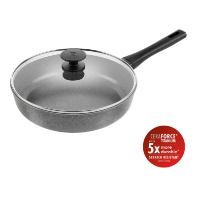 ZWILLING Terreno Plus kerámia | mély serpenyő 28 cm | kerek | aluminium | titánnal megerősített tapadásmentes kerámia bevonat