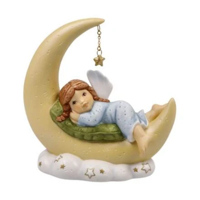 Hangulatos holdfényes éjszaka őrangyal porcelán  11 cm