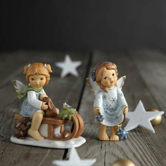 Joyful sleigh ride angyal porcelán  9.5 cm