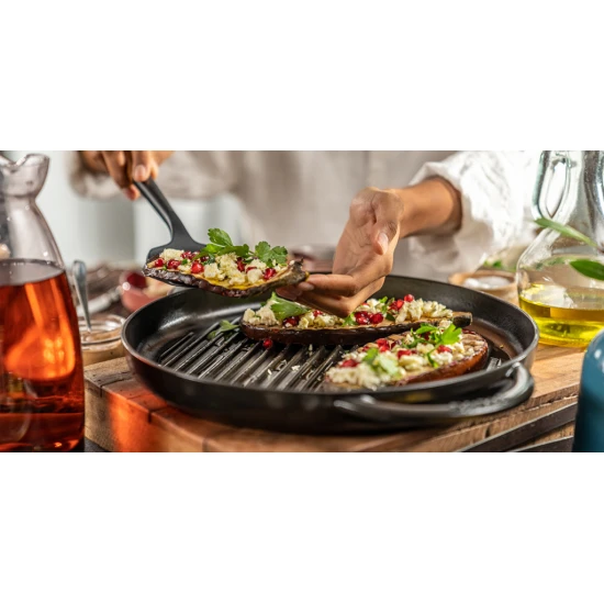 Staub öntöttvas kerek grillserpenyő szürke 26 cm