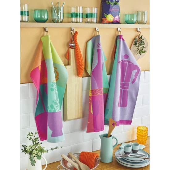 Sander Café konyharuha 50 x 70 cm citromsárga/naracs/zöld