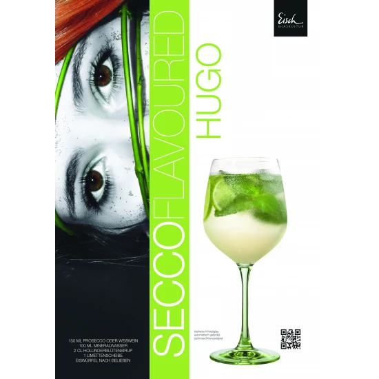 Eisch SECCO FLAVOURED 2 db Hugo koktélos pohár zöld díszdobozban 7,1dl 254 mm