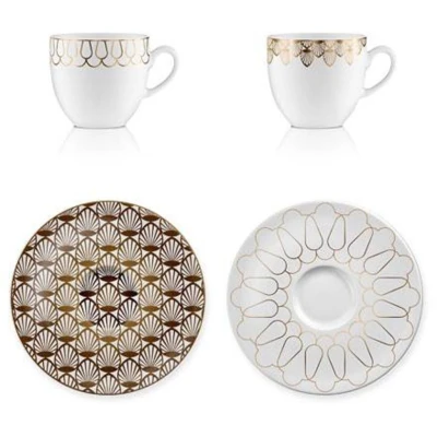 First.Gold 2 db csésze + 2 db csészealj készlet porcelán 0,2l