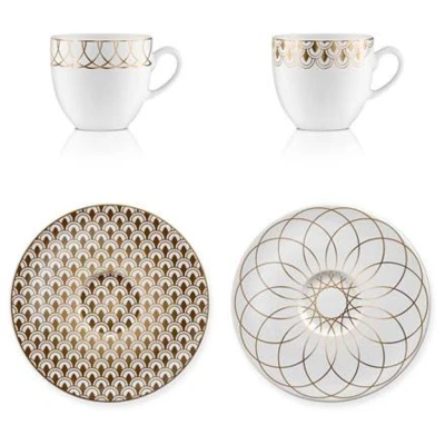 First.Gold 2 db csésze + 2 db csészealj készlet porcelán 0,2l