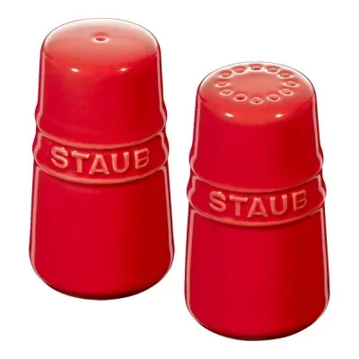 Staub kerámia só-borsszóró | 7,4 cm | meggypiros | kerek