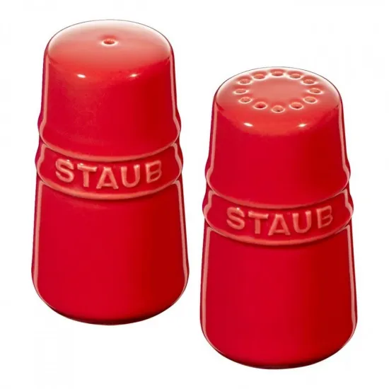 Staub kerámia só-borsszóró | 7,4 cm | meggypiros | kerek