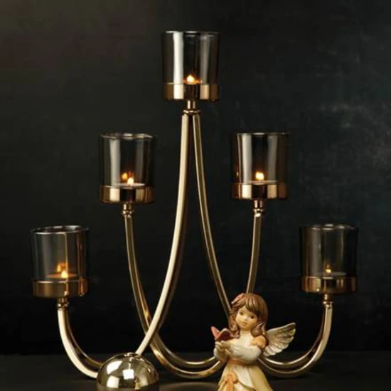 Candleholder gold gyertyatartó fém  41 cm