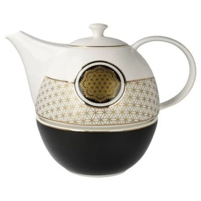 Flower of Life teáskanna melegentartóval csontporcelán  1,2 l