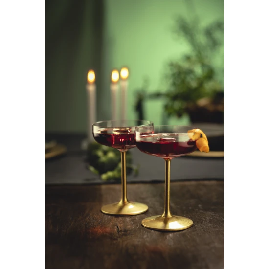 Eisch SECCO FLAVOURED 2 db pezsgős, koktélos pohár arany díszdobozban 2,5dl 155 mm