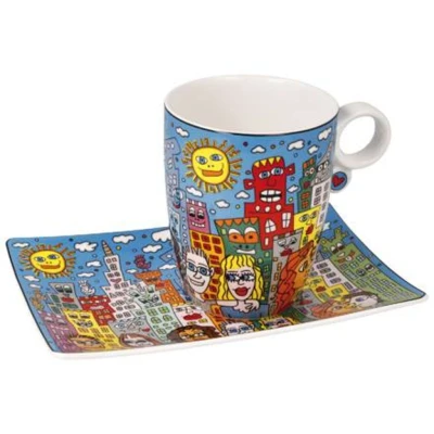James Rizzi Summer in the City bögre + alj csontporcelán  0,4l