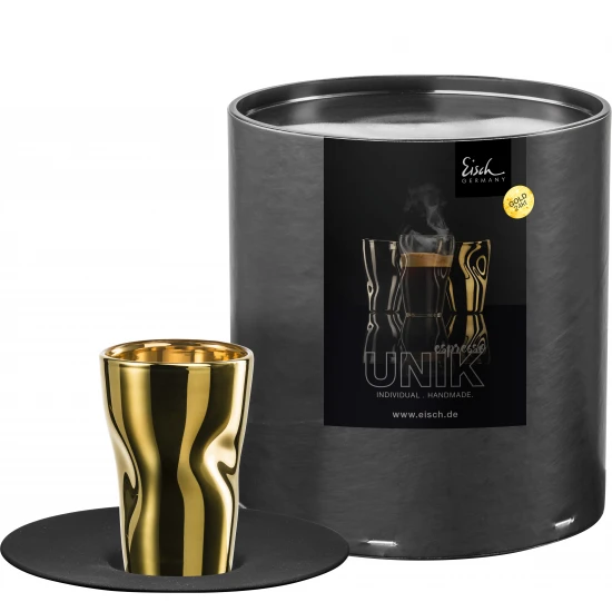 Eisch UNIK eszpresszócsésze és csészealj arany díszhengerben 1dl 85 mm Eisch UNIK eszpresszócsésze és csészealj arany díszhengerben 1dl 85 mm