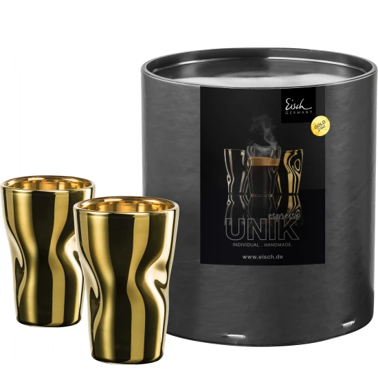 Eisch UNIK 2 db eszpresszócsésze arany díszhengerben 1dl 85 mm Eisch UNIK 2 db eszpresszócsésze arany díszhengerben 1dl 85 mm