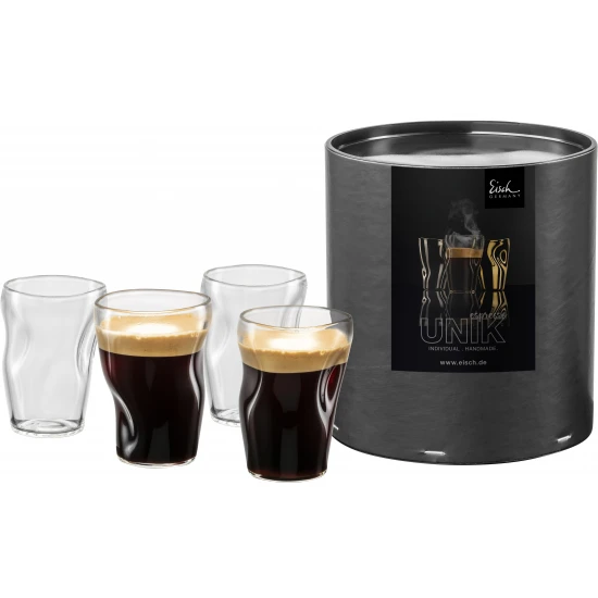 Eisch UNIK 4 db eszpresszócsésze díszhengerben 1dl 85 mm Eisch UNIK 4 db eszpresszócsésze díszhengerben 1dl 85 mm