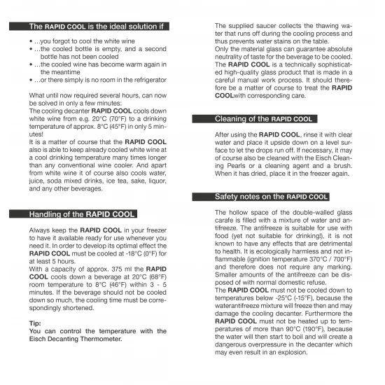 Eisch RAPID COOL hűtő dekanter díszhengerben 3,75dl 400 mm