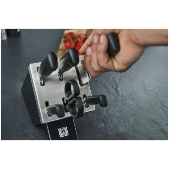 ZWILLING FOUR STAR | késblokk szett élezővel 7 darabos | hamu | fekete