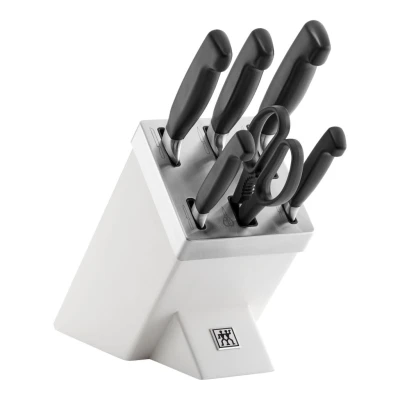 ZWILLING FOUR STAR | késblokk szett élezővel 7 darabos | hamu | fehér