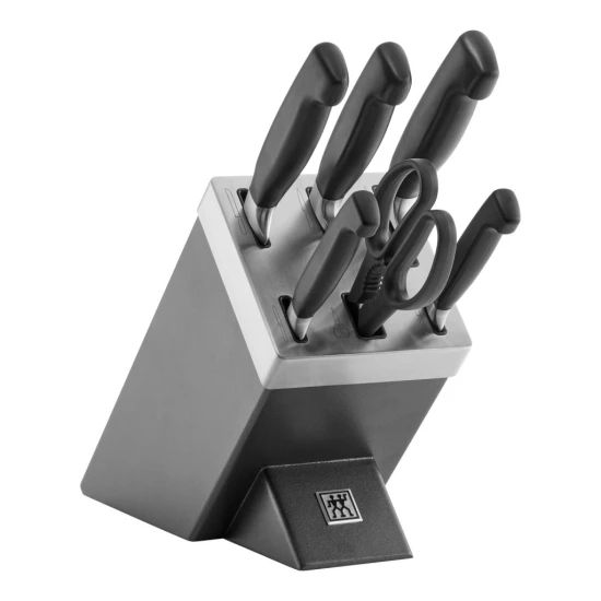 ZWILLING FOUR STAR | késblokk szett élezővel 7 darabos | hamu | antracit