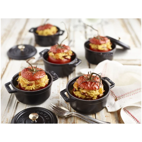 Staub La Cocotte | Mini Cocotte öntöttvas főzőedény 10 cm | fekete | kerek | öntöttvas