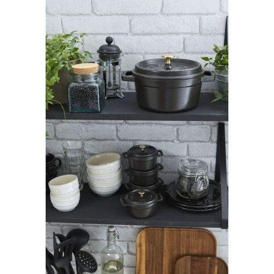 Staub La Cocotte | Mini Cocotte öntöttvas főzőedény 10 cm | fekete | kerek | öntöttvas