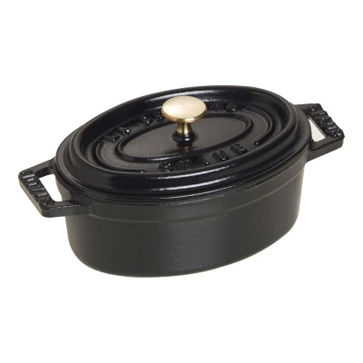Staub La Cocotte | Mini Cocotte öntöttvas főzőedény 11 cm | fekete | ovális | öntöttvas