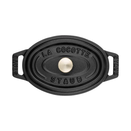 Staub La Cocotte | Mini Cocotte öntöttvas főzőedény 11 cm | fekete | ovális | öntöttvas