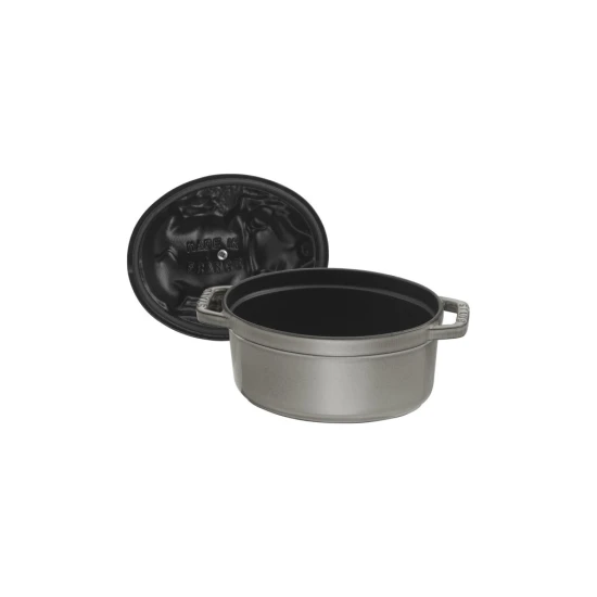 Staub La Cocotte | Cocotte öntöttvas főzőedény malac fedő 17 cm | grafitszürke | ovális | öntöttvas