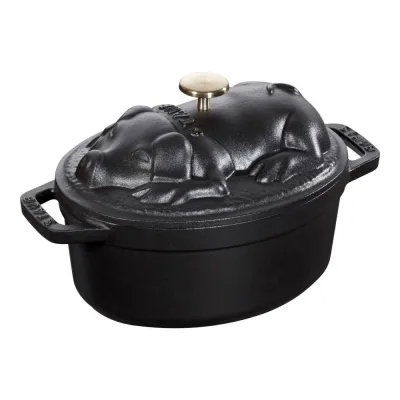 Staub öntöttvas edény | fekete | malac forma | 17 cm | 1l