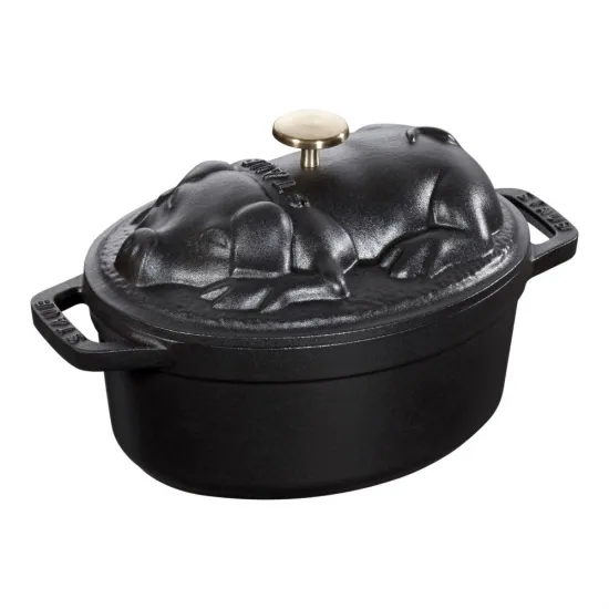 Staub öntöttvas edény | fekete | malac forma | 17 cm | 1l Staub öntöttvas edény | fekete | malac forma | 17 cm | 1l