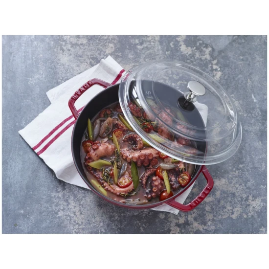 Staub  | fedő íves 28 cm | kerek | üveg | átlátszó