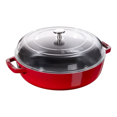 Staub Braisers | mély serpenyő üvegfedővel 24 cm | kerek 2,4 l | öntöttvas | cherry