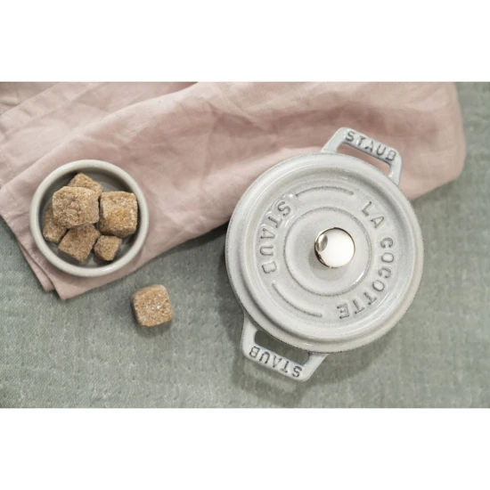 Staub La Cocotte | Mini Cocotte öntöttvas főzőedény 10 cm | fehér trüffel | kerek | öntöttvas